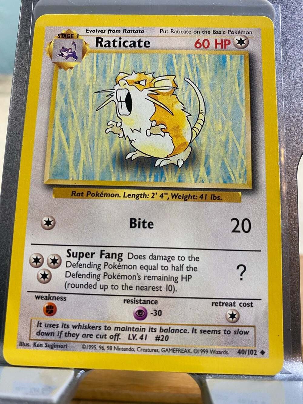 1999 Pokemon Base Set Raticate 40/102